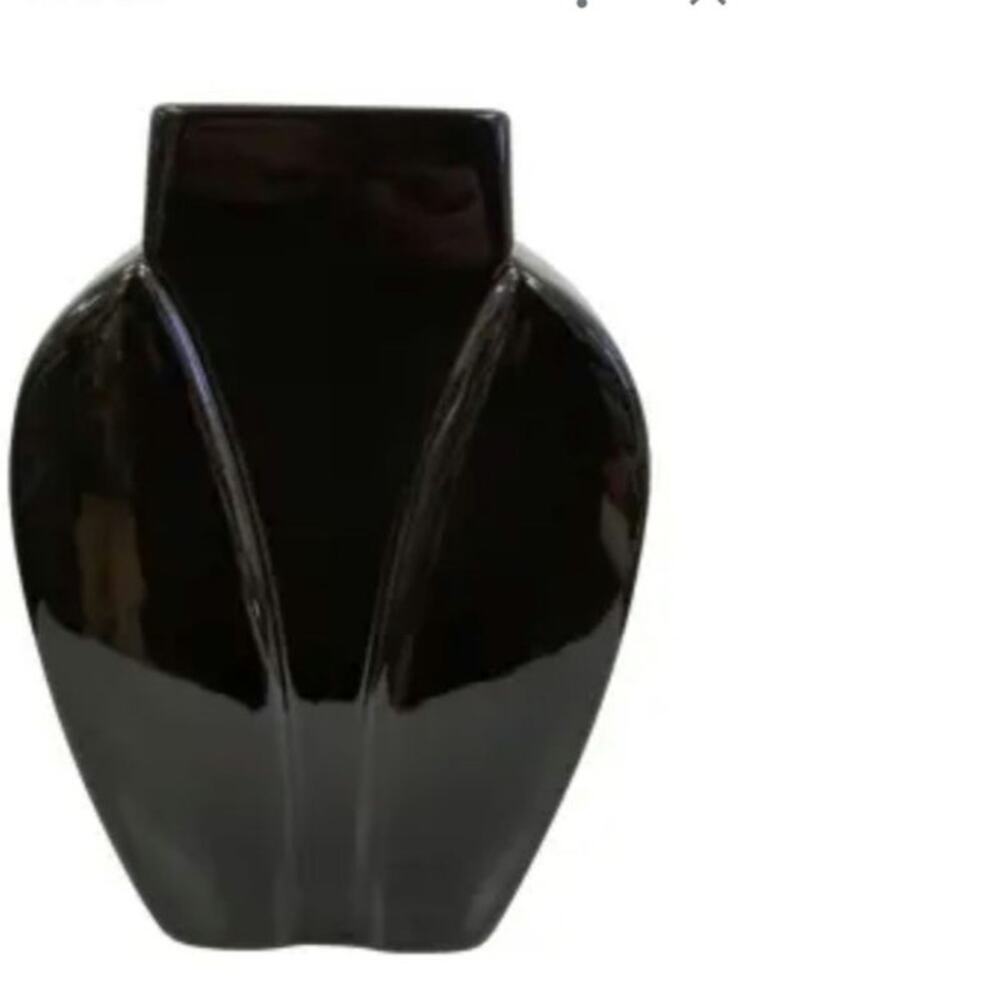 Royal Haeger Vintage 80s Vase Ceramic Art Deco Modern Mid century 10 inch black